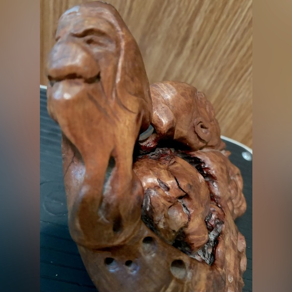 Vintage ( LIKE,Netsuke Chinese Boxwood) 3 Faces Burl Wood Hand Carved Sculpture - Picture 7 of 10
